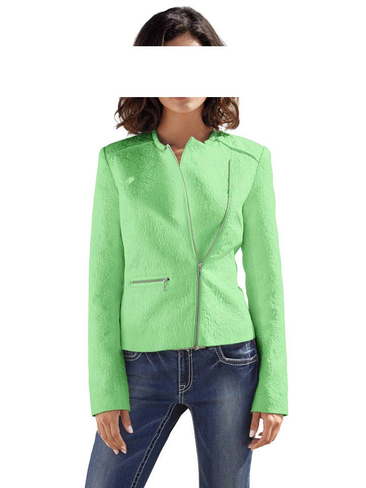 Heine - Best Connections Damen Jacquard-Bikerjacke, lindgrün
