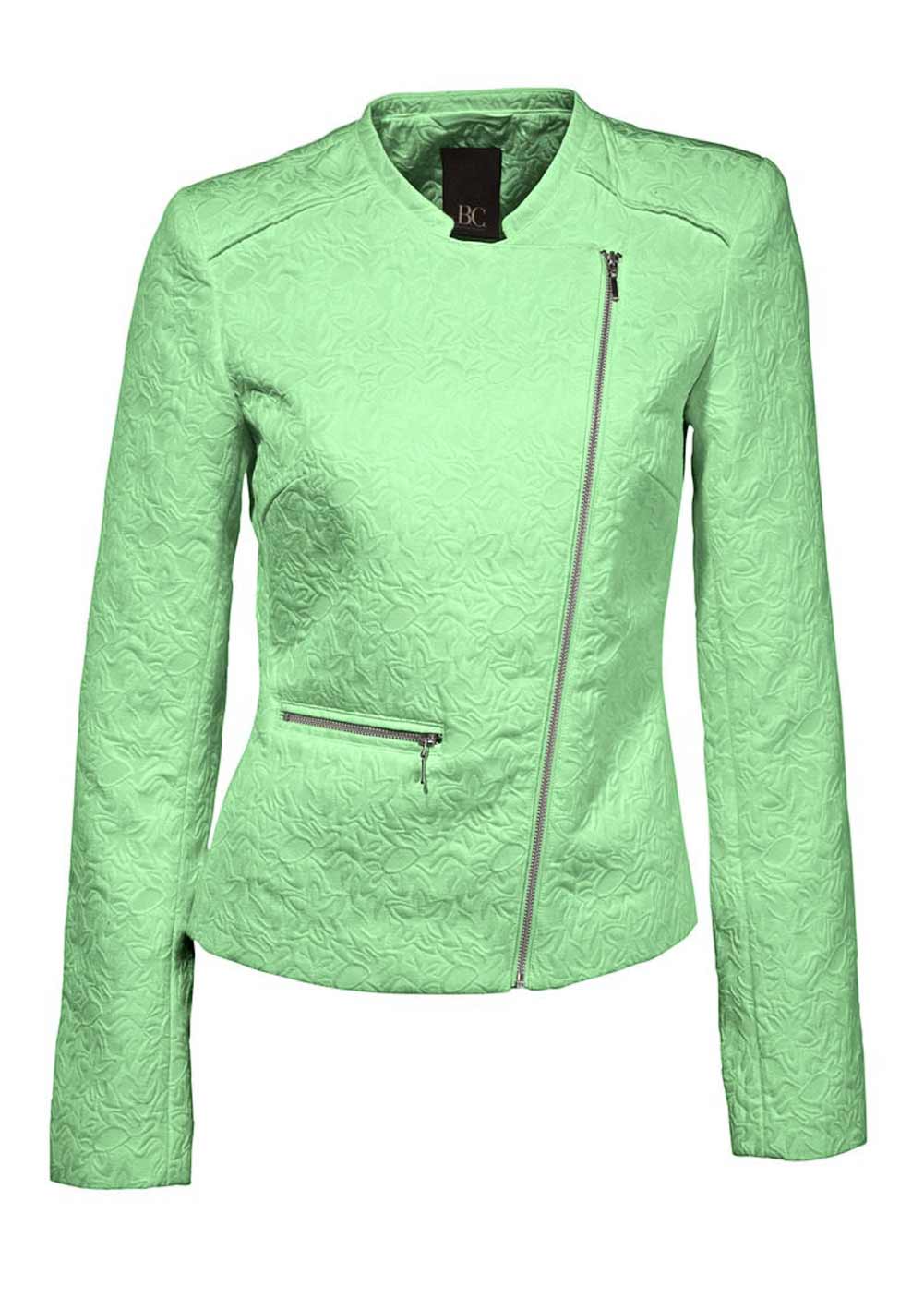 Heine - Best Connections Damen Jacquard-Bikerjacke, lindgrün