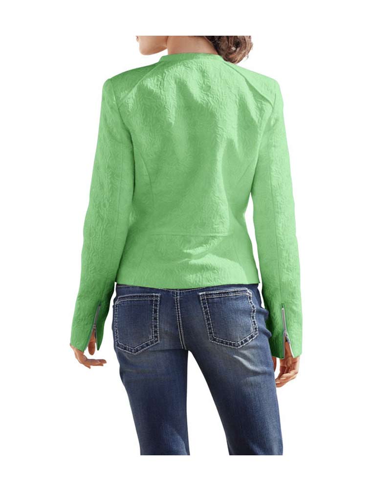 Heine - Best Connections Damen Jacquard-Bikerjacke, lindgrün