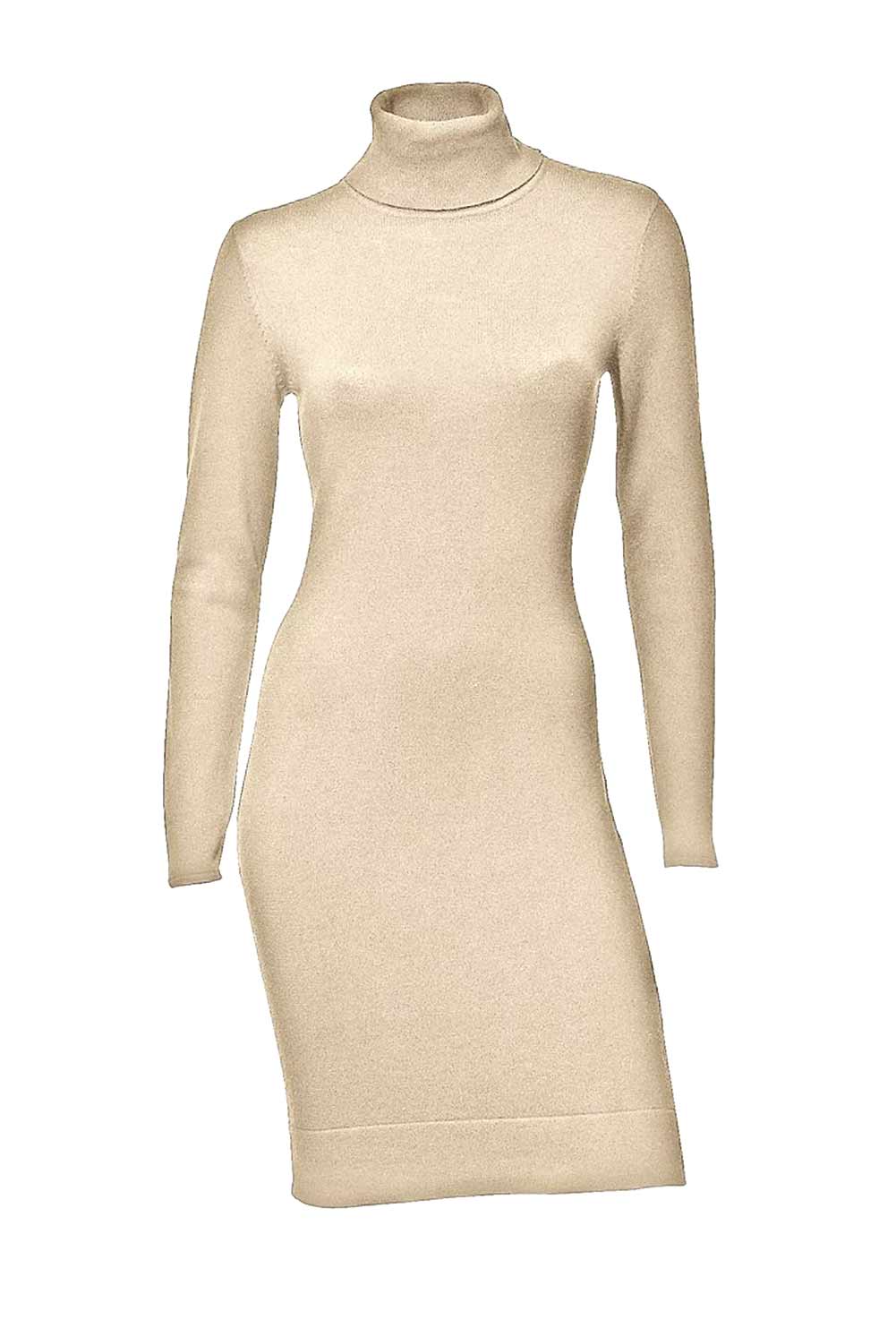 ASHLEY BROOKE Damen Designer-Strickkleid, sand