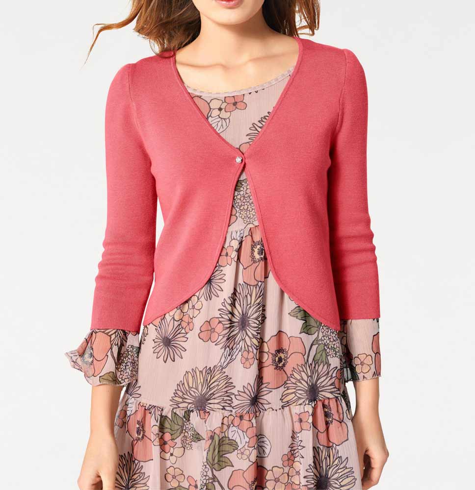 Ashley Brooke Damen Designer-Strickjacke, koralle