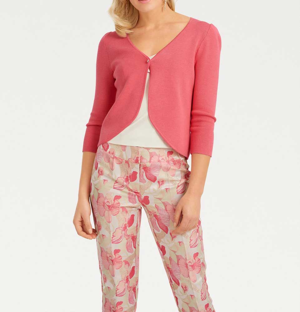 Ashley Brooke Damen Designer-Strickjacke, koralle