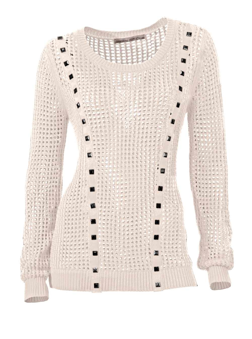 ASHLEY BROOKE Damen Designer-Pullover, natur