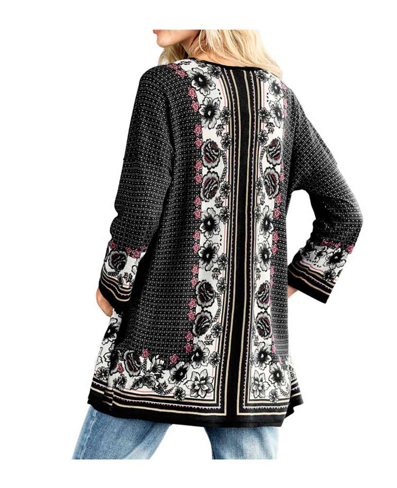 Heine - Best Connections Druckstrickjacke, braun-bunt