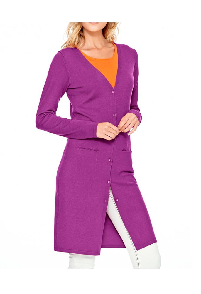Heine - Best Connections Damen Longstrickjacke, fuchsia