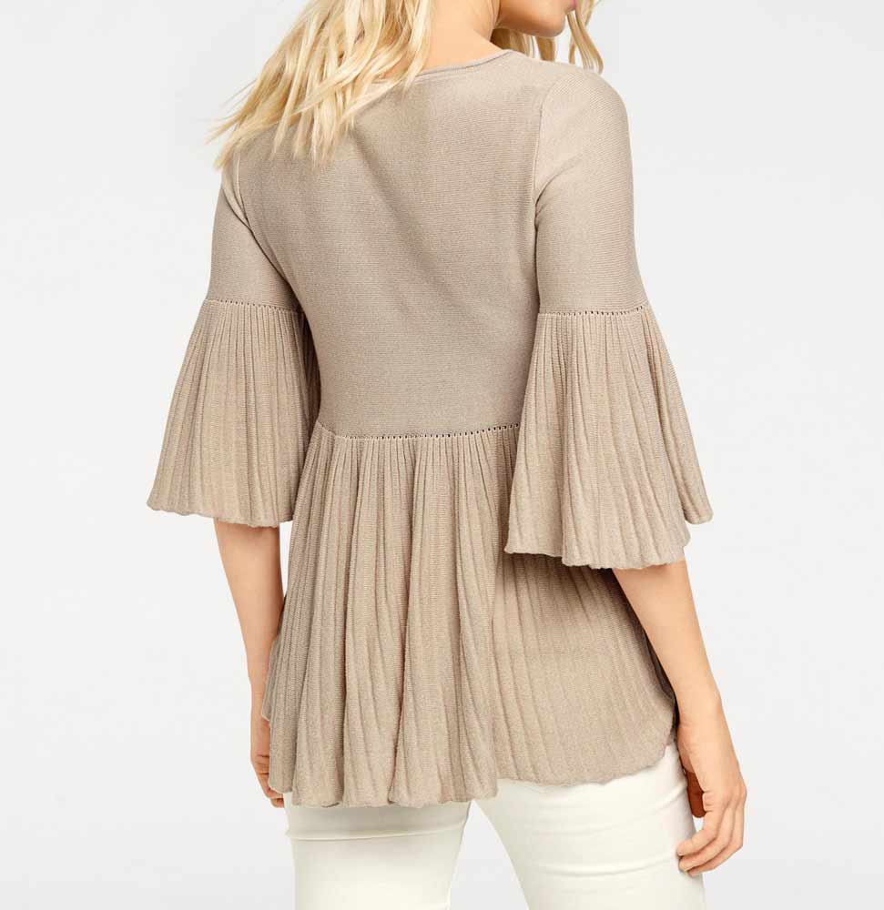 Heine - Best Connections Damen Plissee-Pullover, sand
