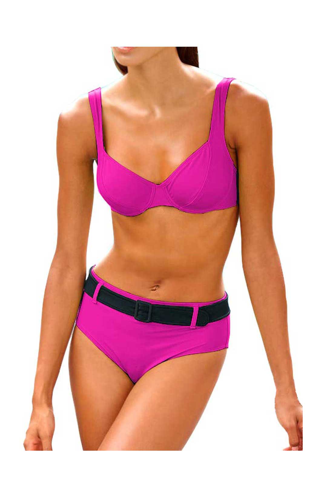 Heine Damen Body-Shaping-Bikini, pink-schwarz