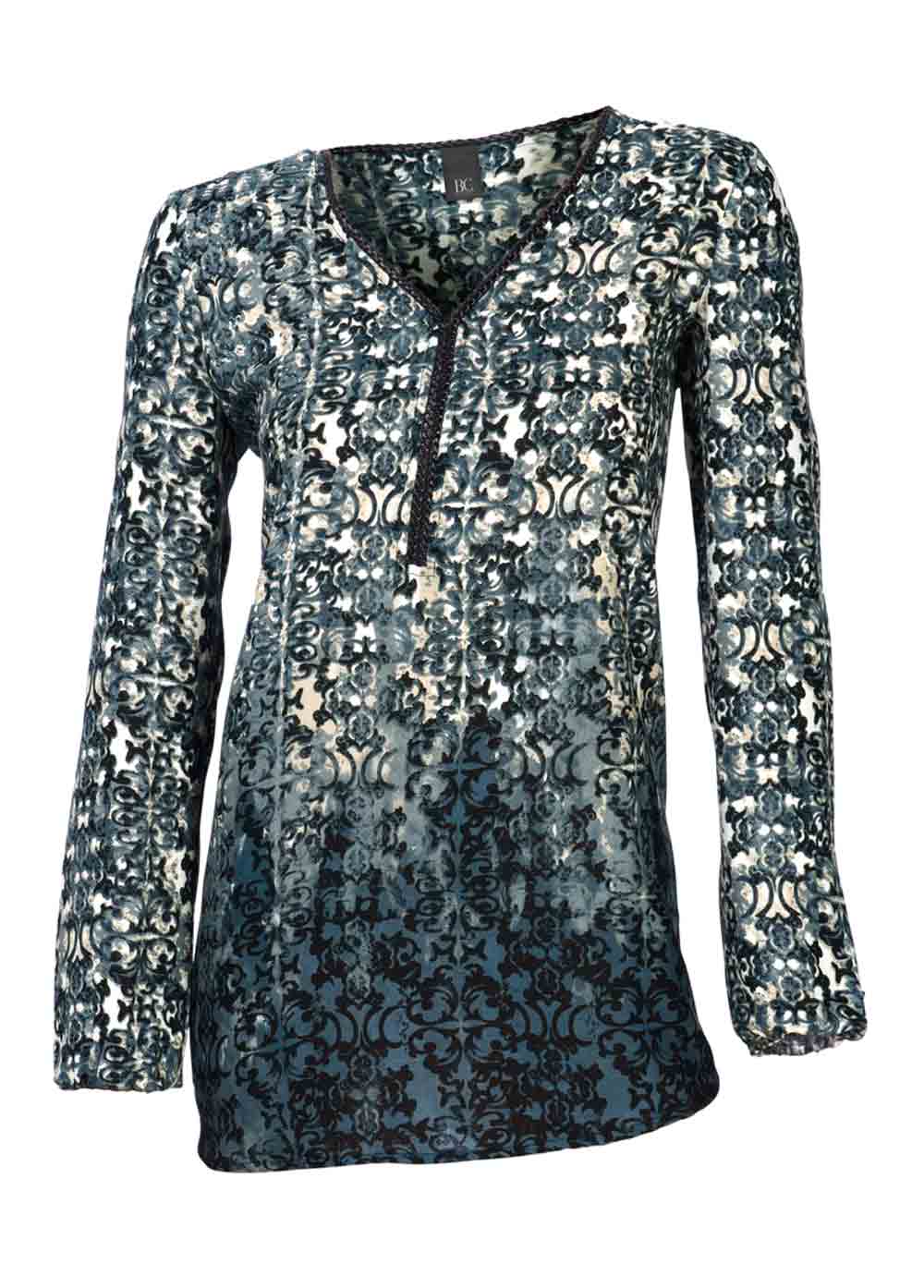 Heine - Best Connections Damen Druck-Tunika, grau-ecru