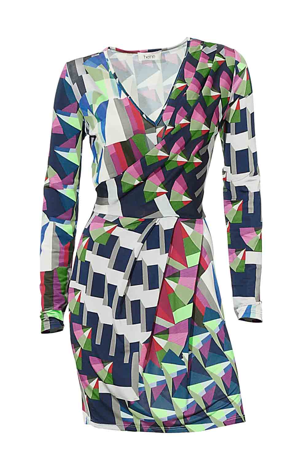 HEINE Damen Druckkleid m. Raffungen, bunt