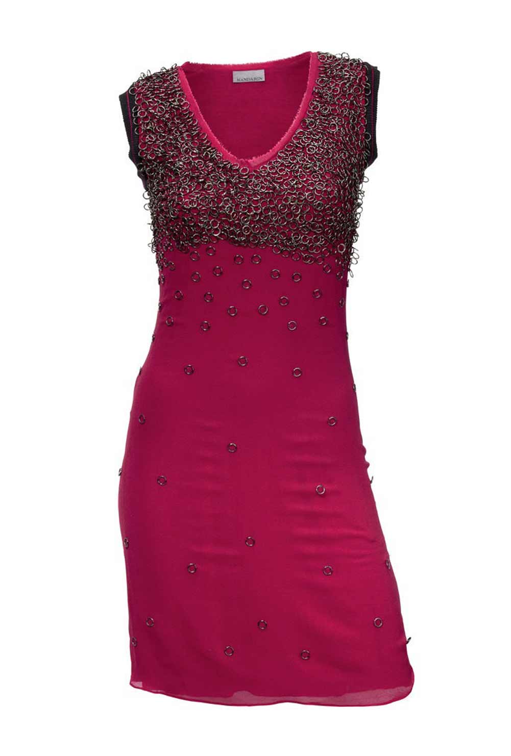Mandarin Damen Chiffonkleid, rot
