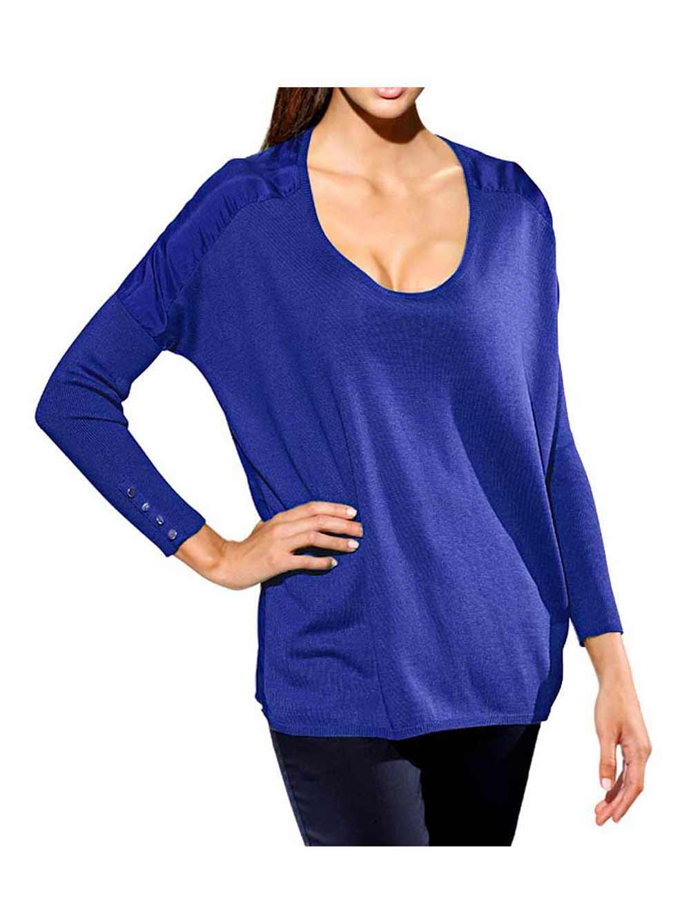 Mandarin Damen Pullover, blau