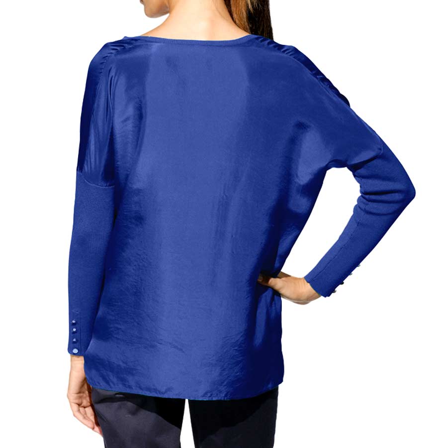 Mandarin Damen Pullover, blau