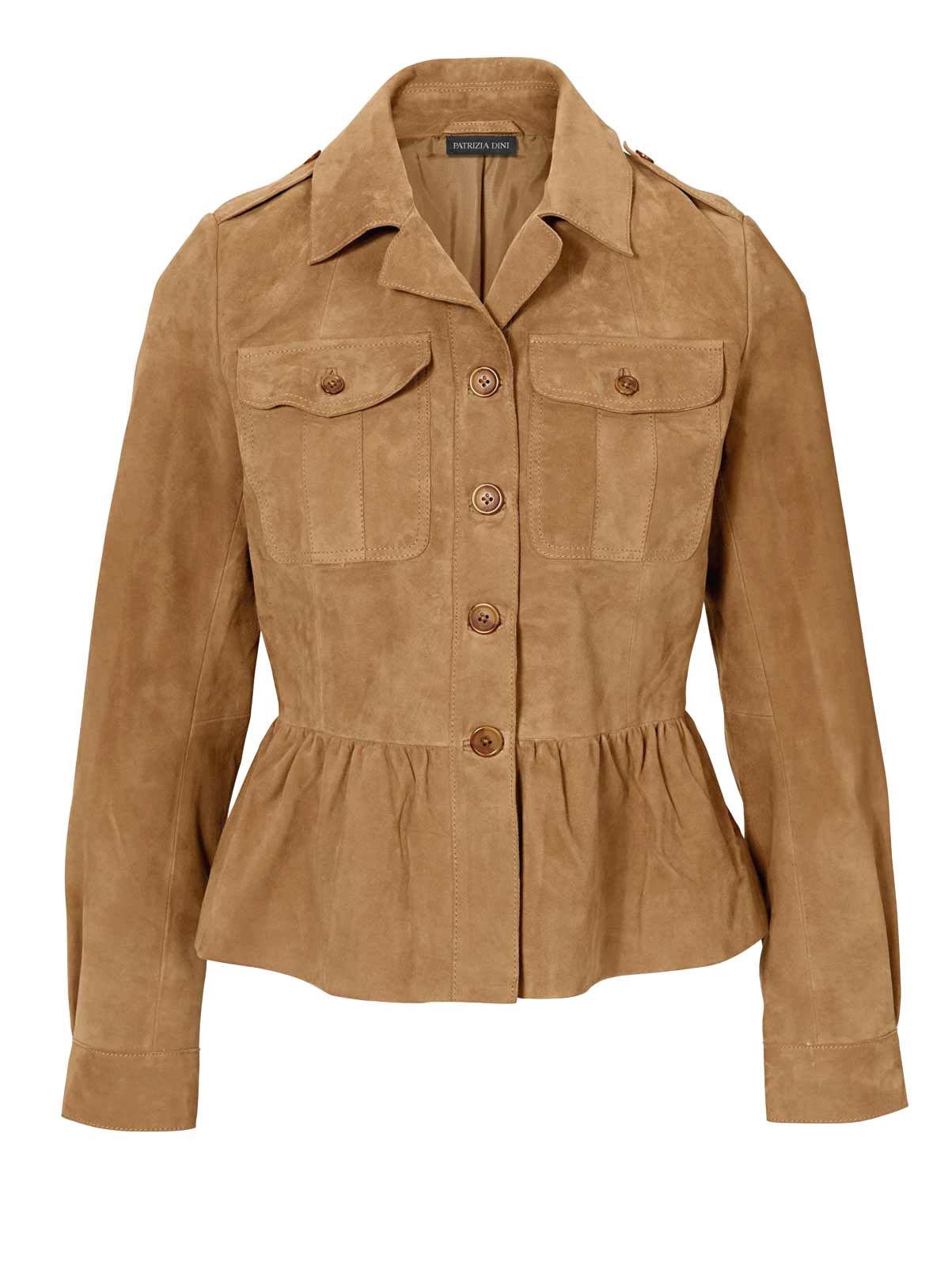 PATRIZIA DINI Damen Designer-Ziegenvelourslederjacke, beige