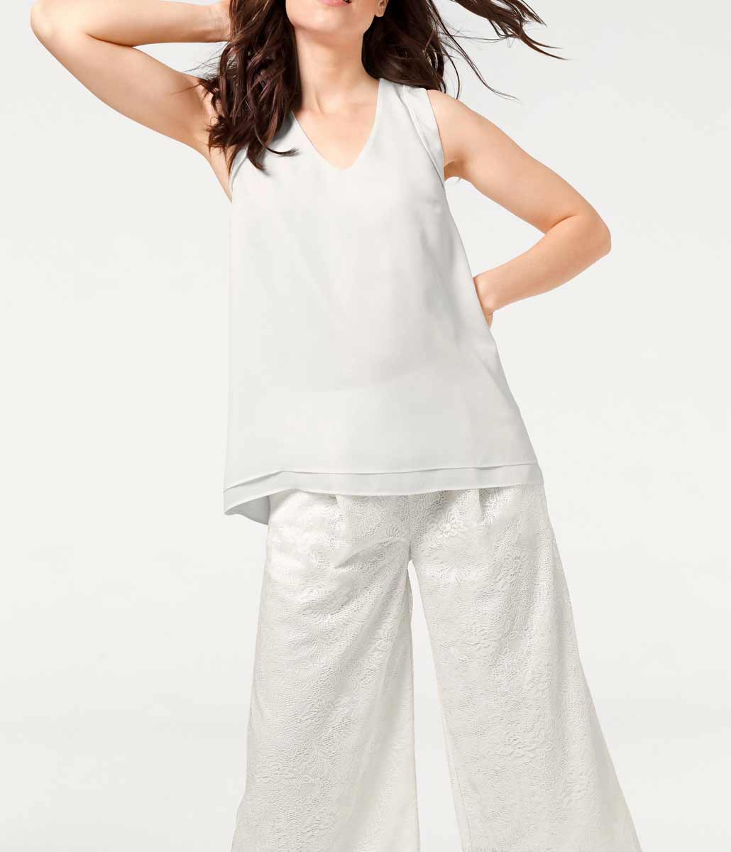 HEINE - BEST CONNECTIONS Damen Chiffon-Jersey-Blusenshirt, weiß
