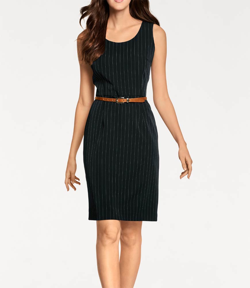 Patrizia Dini Damen Designer-Nadelstreifenkleid, schwarz-weiß