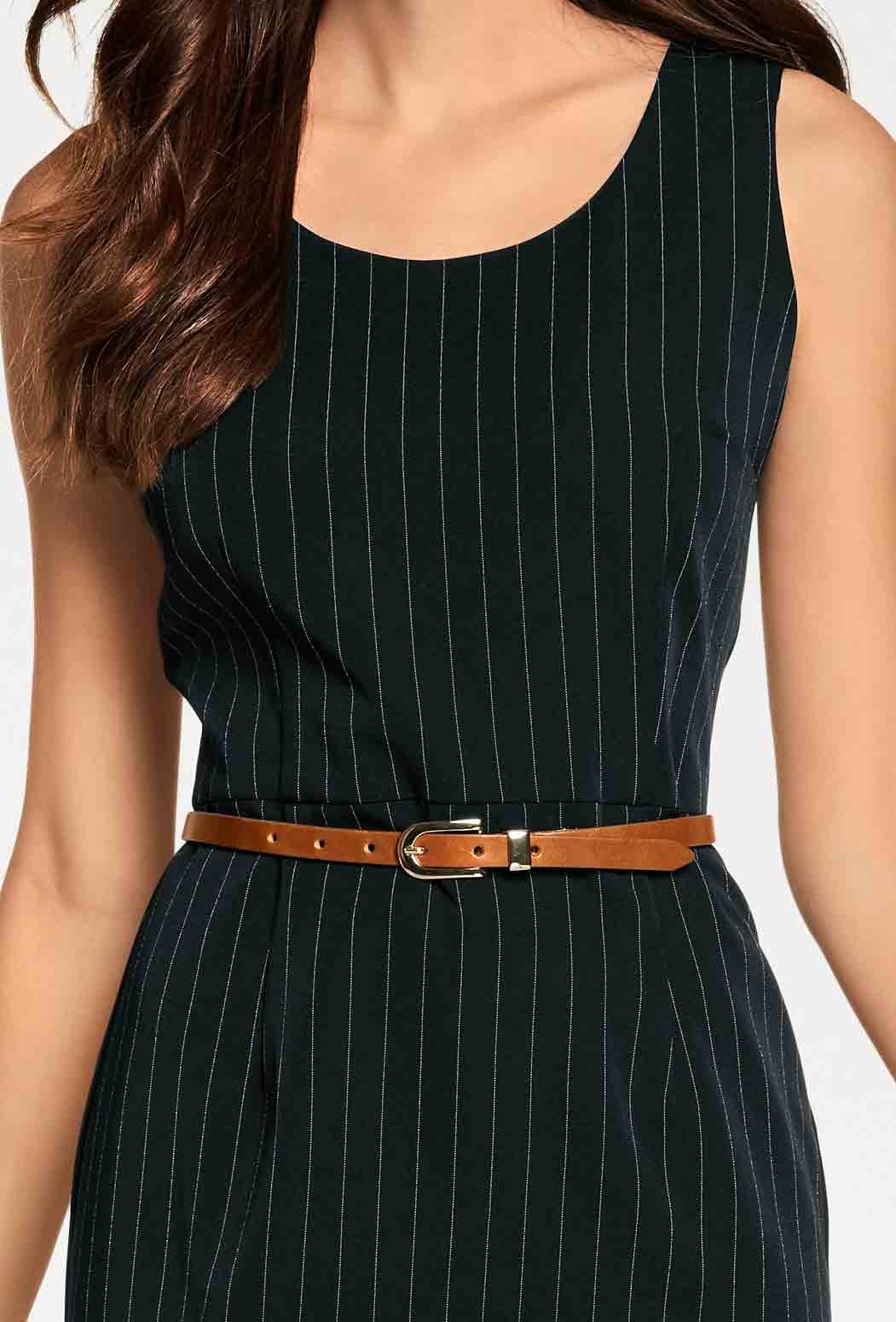 Patrizia Dini Damen Designer-Nadelstreifenkleid, schwarz-weiß