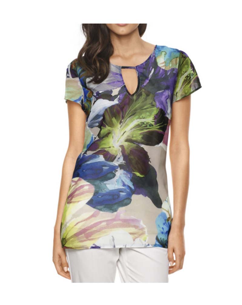 ASHLEY BROOKE Damen Designer-Chiffonbluse, bunt