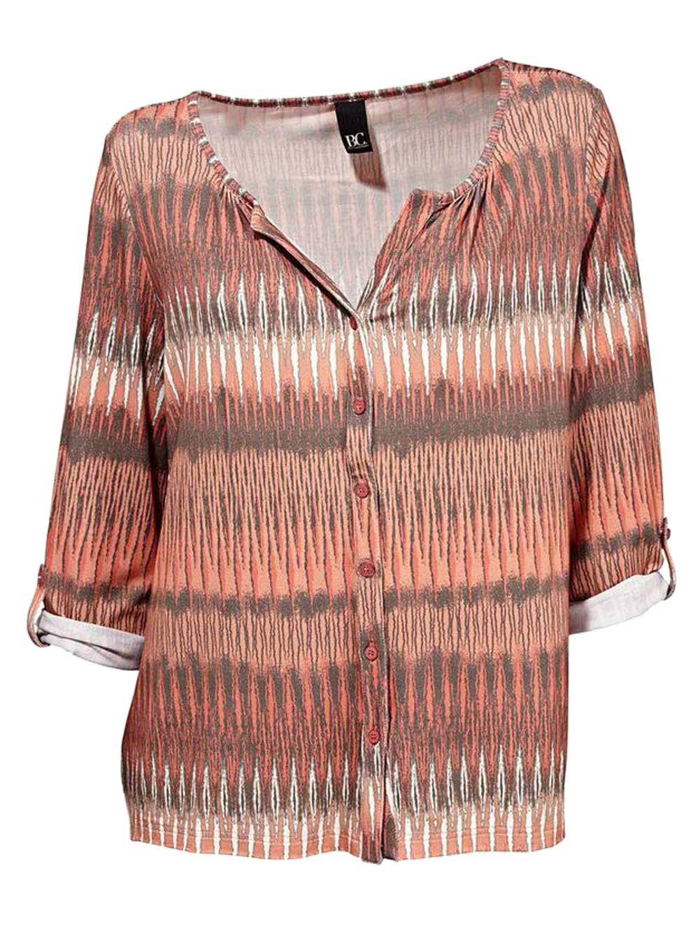 HEINE - BEST CONNECTIONS Damen Jerseyblusenshirt, lachs-bunt
