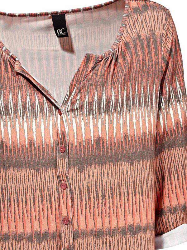 HEINE - BEST CONNECTIONS Damen Jerseyblusenshirt, lachs-bunt