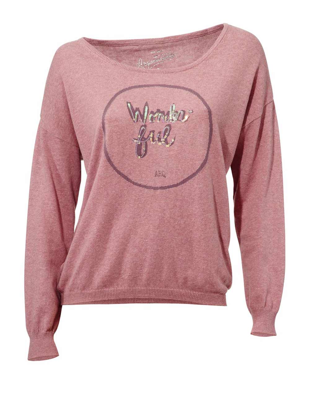 ARQUEONAUTAS Damen Marken-Pullover m. Pailletten, rosé