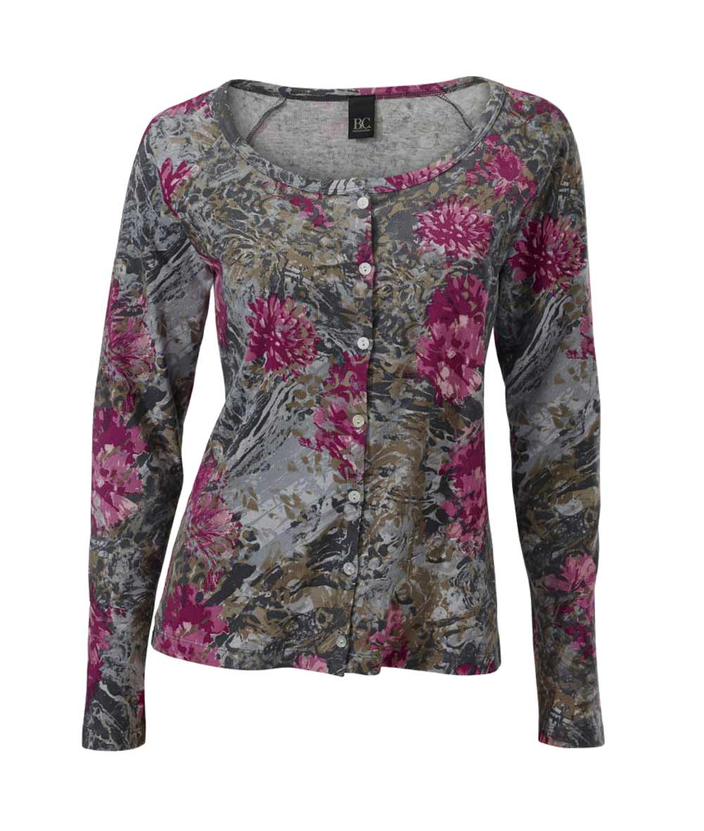 Heine - Best Connections Damen Shirtjacke, grau-pink-bunt