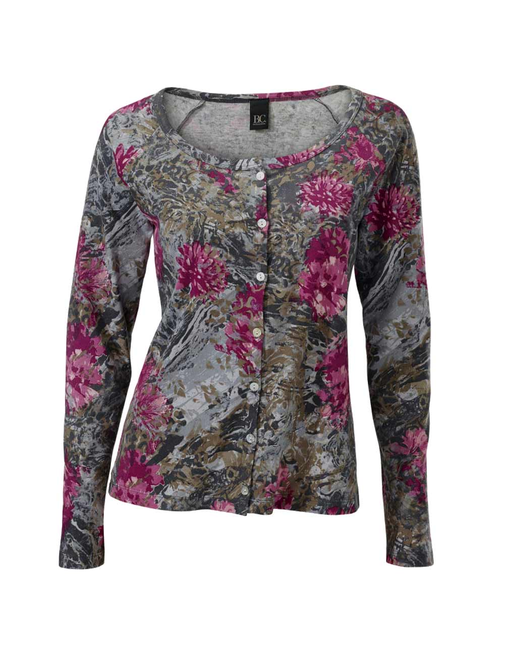 Heine - Best Connections Damen Shirtjacke, grau-pink-bunt