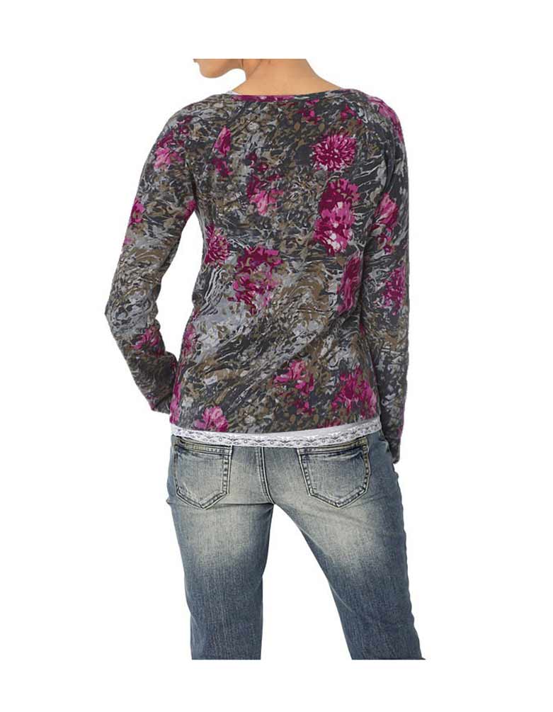 Heine - Best Connections Damen Shirtjacke, grau-pink-bunt