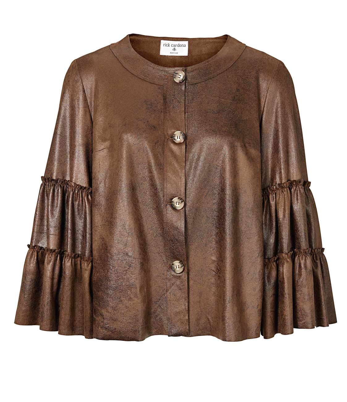 RICK CARDONA Damen Designer-Lederimitatjacke, cognac