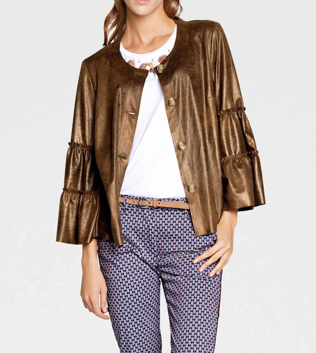RICK CARDONA Damen Designer-Lederimitatjacke, cognac