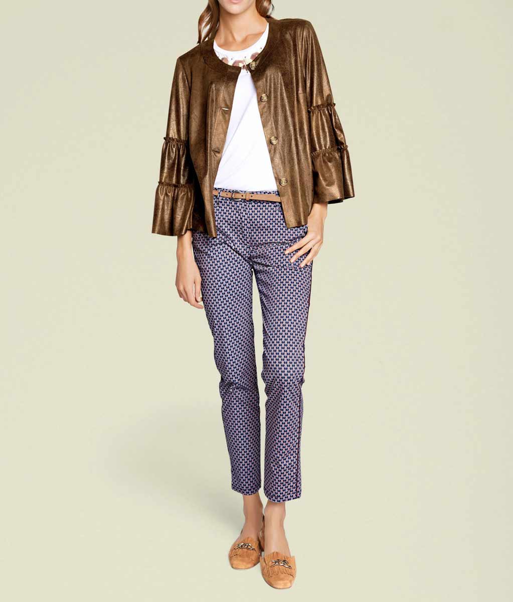 RICK CARDONA Damen Designer-Lederimitatjacke, cognac