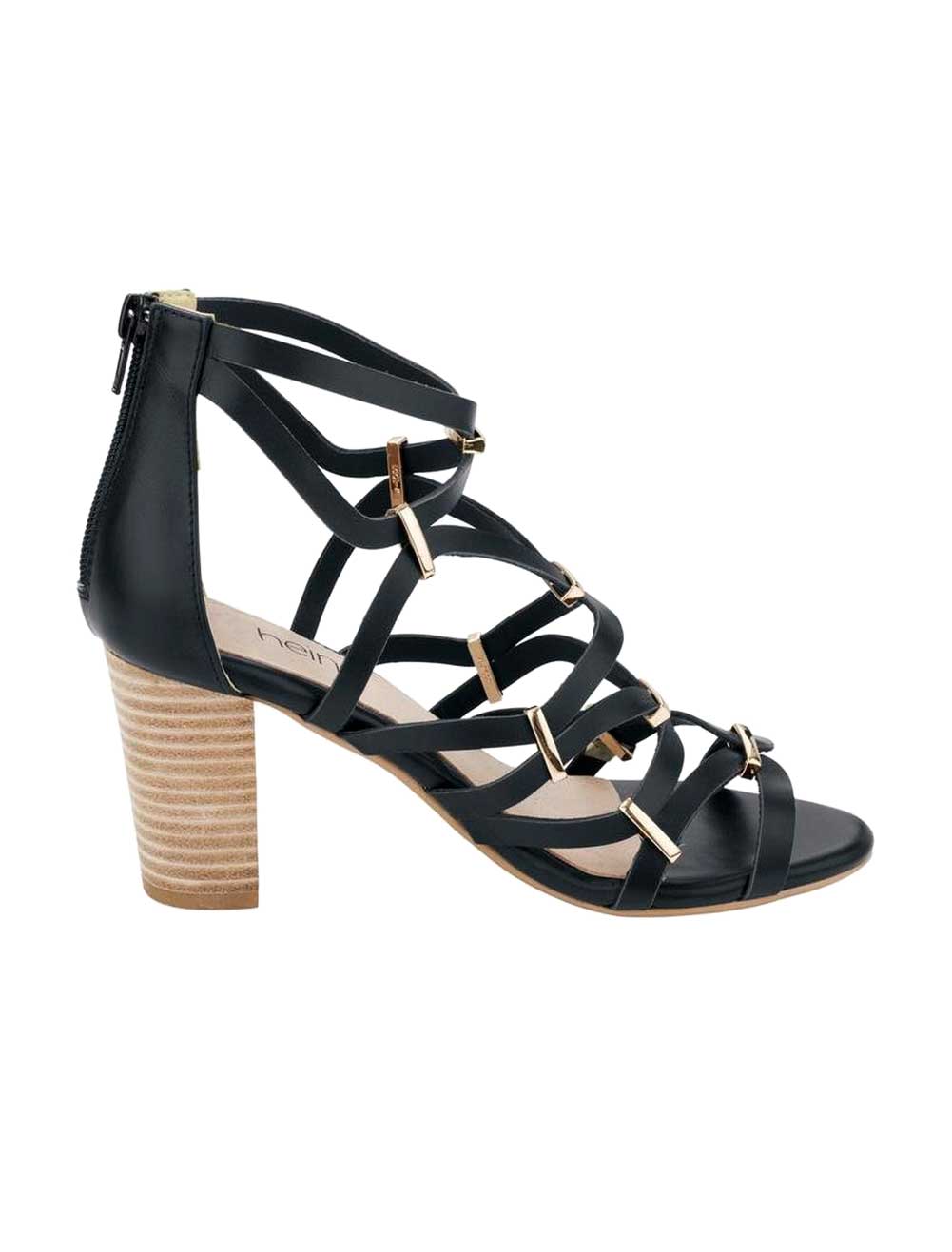 HEINE Damen Leder-Sandalette, schwarz