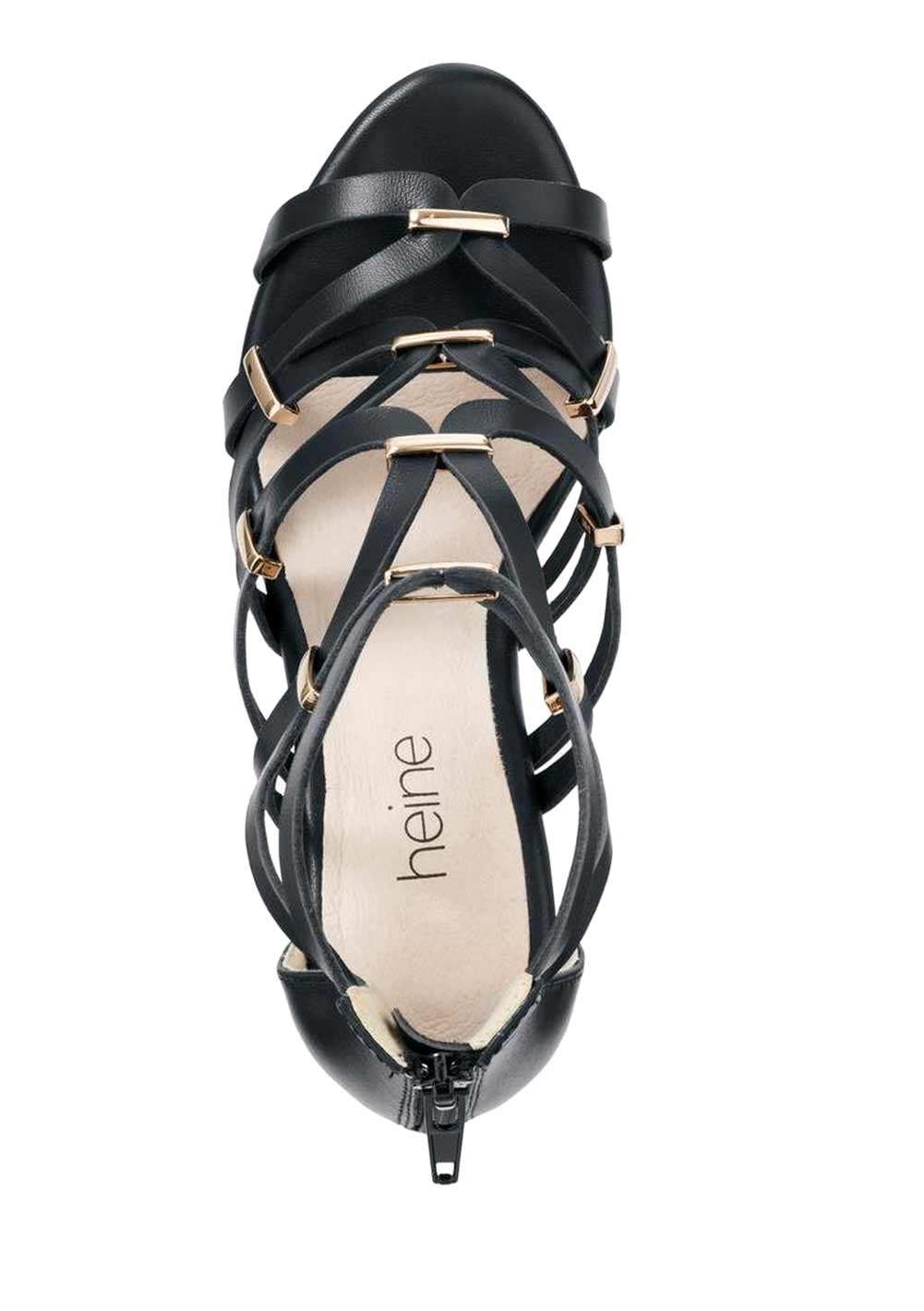 HEINE Damen Leder-Sandalette, schwarz