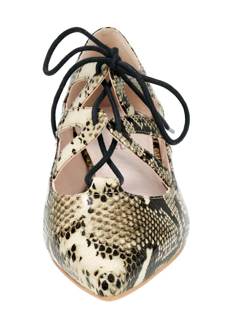 HEINE Damen Ballerina, schwarz-beige