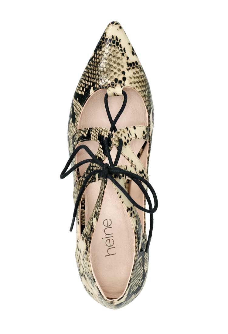 HEINE Damen Ballerina, schwarz-beige