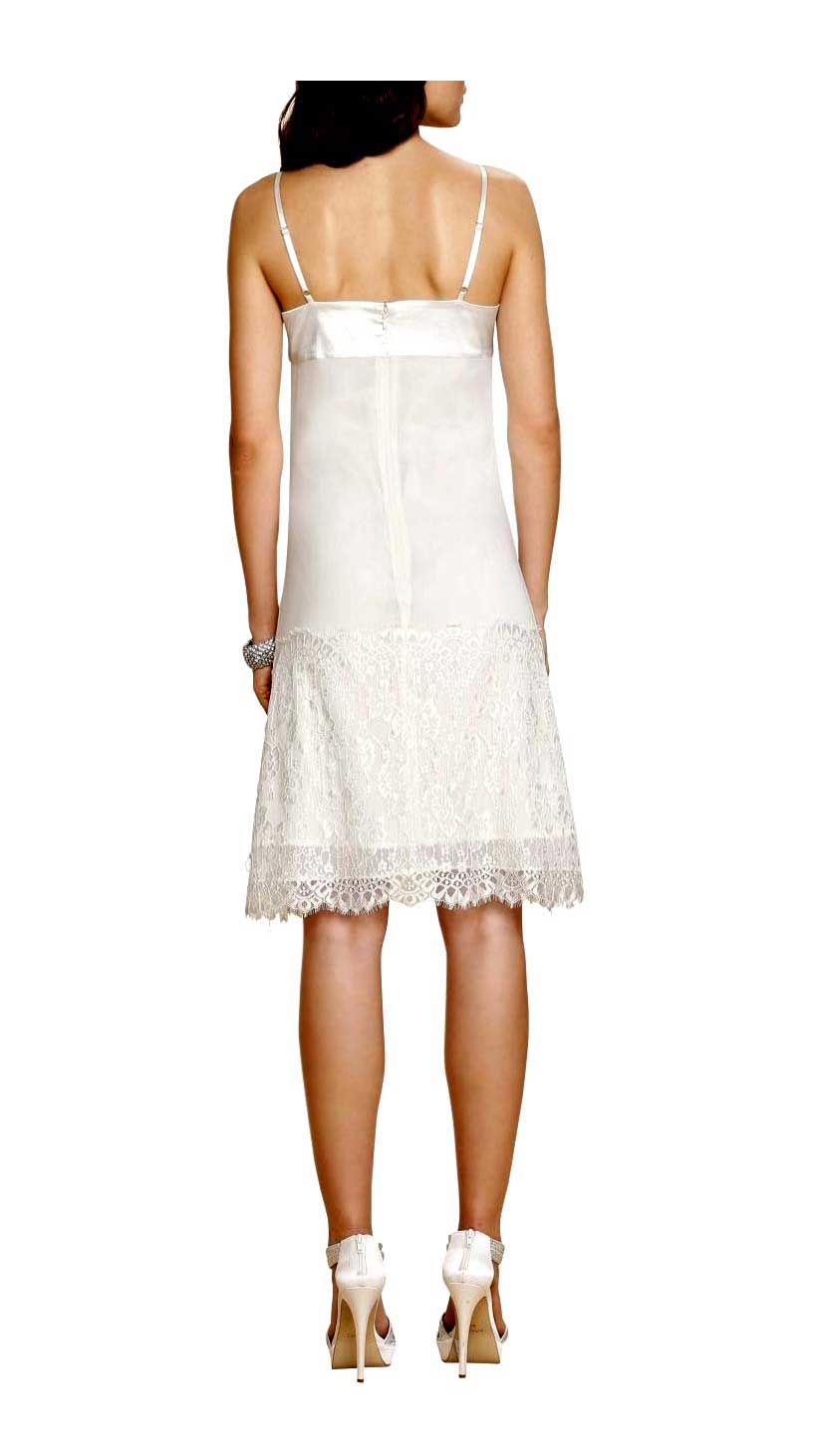 APART Damen Chiffonkleid m. Spitze, creme