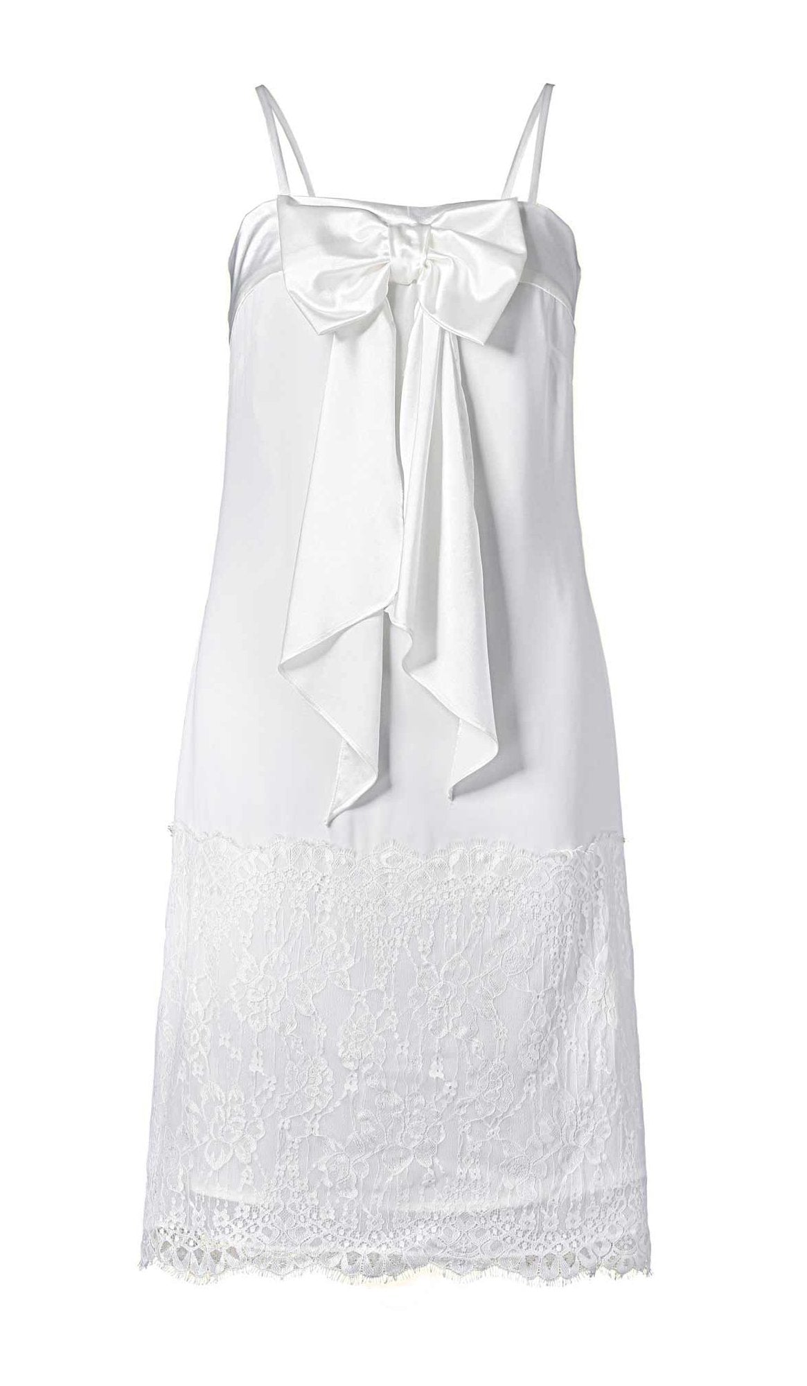 APART Damen Chiffonkleid m. Spitze, creme