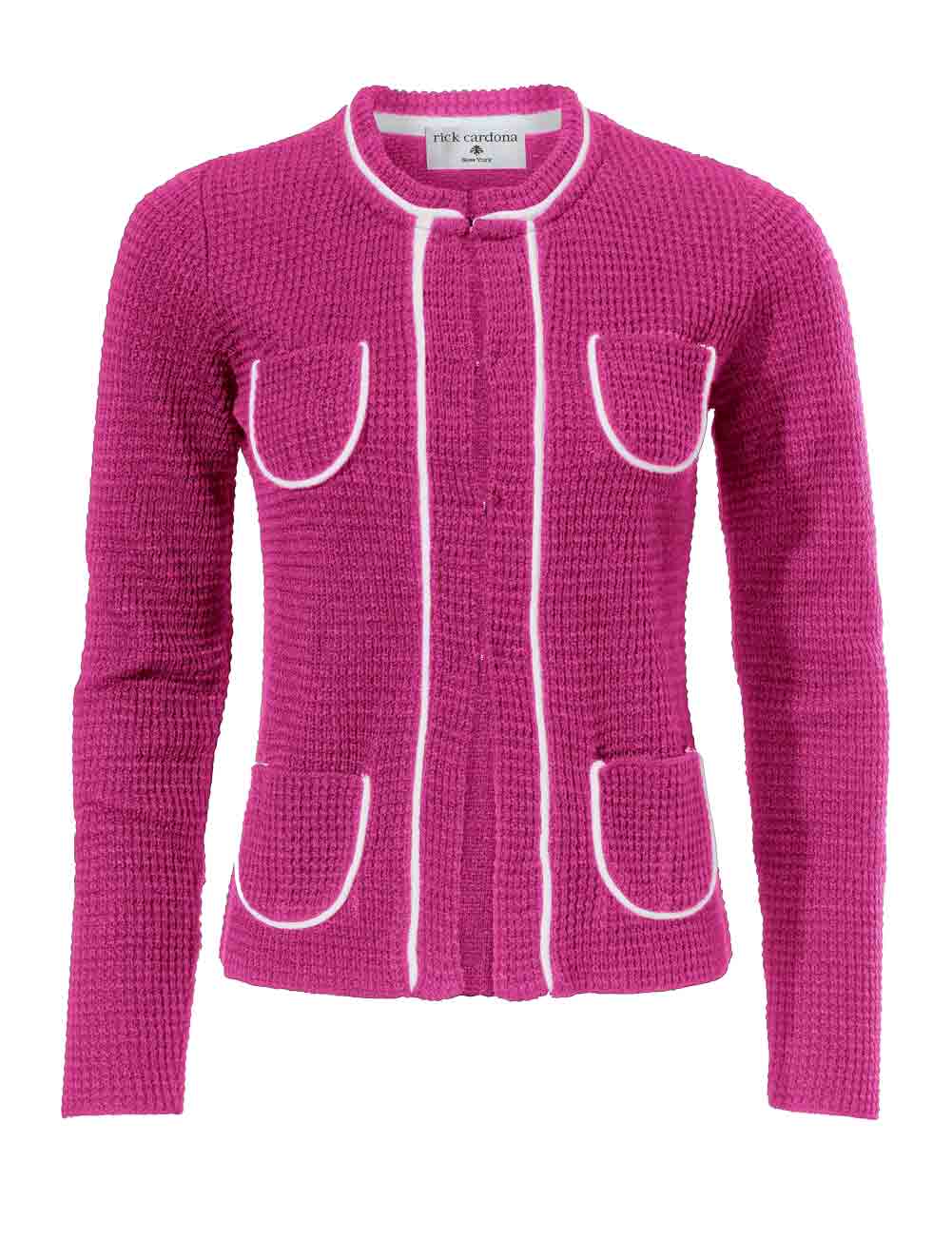 RICK CARDONA Damen Designer-Cardigan, pink-weiß