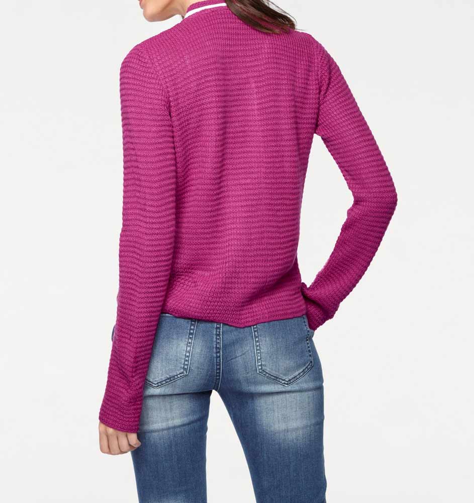 RICK CARDONA Damen Designer-Cardigan, pink-weiß