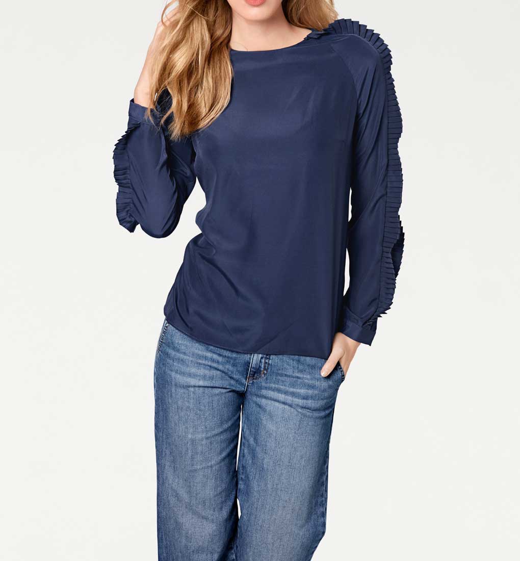 RICK CARDONA Damen Designer-Bluse, blau