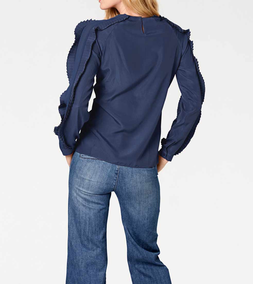 RICK CARDONA Damen Designer-Bluse, blau