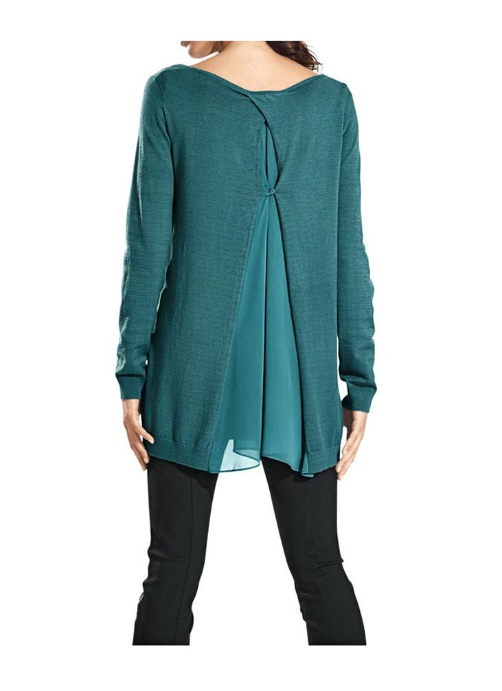 HEINE - BEST CONNECTIONS Damen Pullover m. Chiffon, petrol