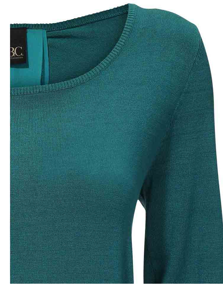 HEINE - BEST CONNECTIONS Damen Pullover m. Chiffon, petrol