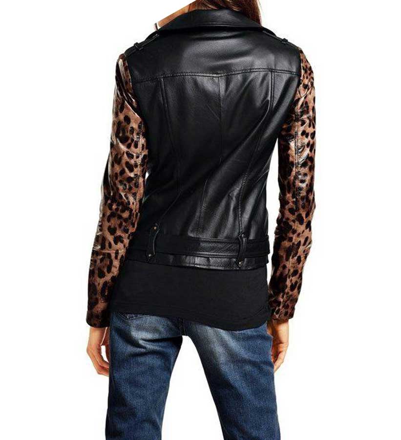 RICK CARDONA Damen Designer-Lederjacke, schwarz, Leo