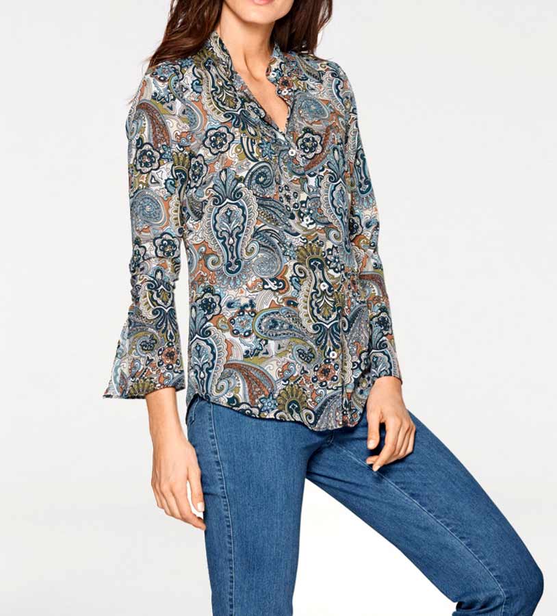 Patrizia Dini Damen Designer-Schluppen-Druckbluse, bunt