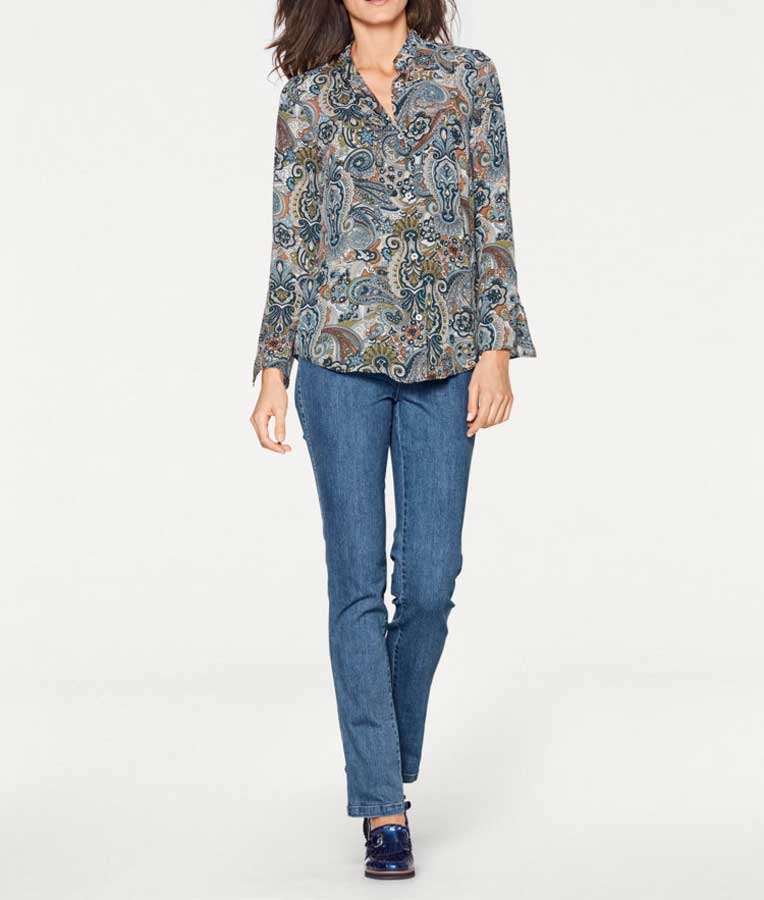 Patrizia Dini Damen Designer-Schluppen-Druckbluse, bunt