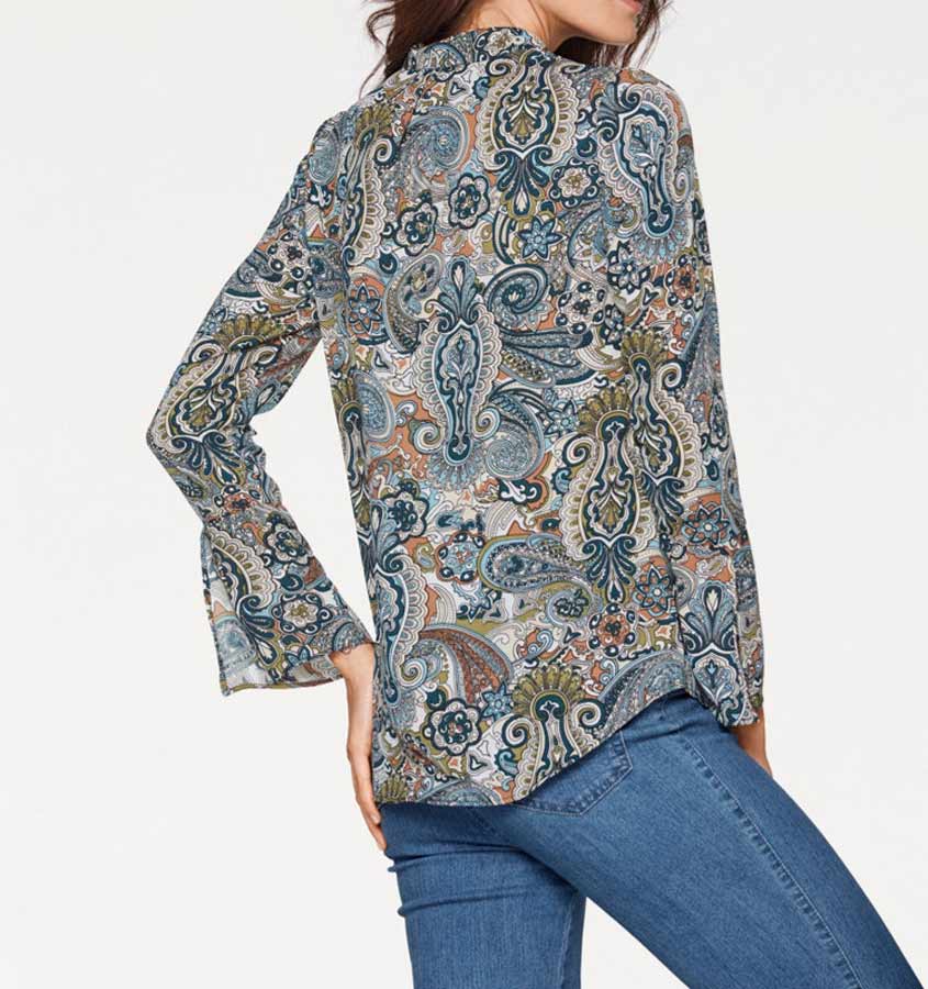 Patrizia Dini Damen Designer-Schluppen-Druckbluse, bunt