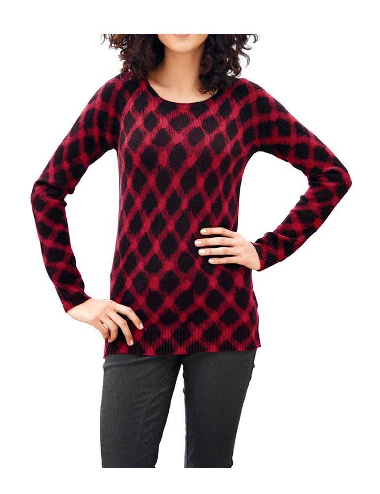 Heine-Best Connections Damen Pullover, rot-schwarz