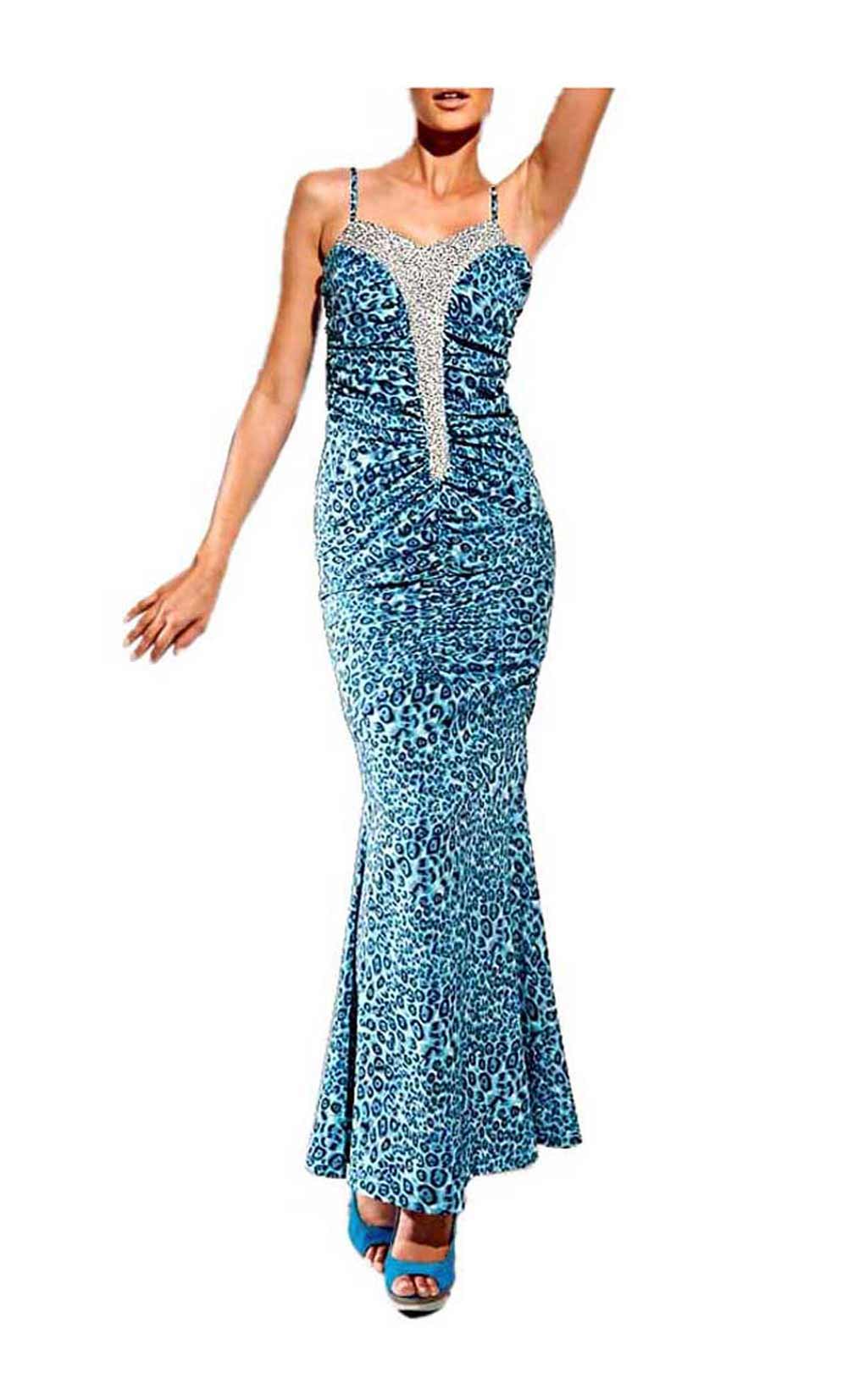 Carry Allen By Ella Singh Damen Designer- Leoabendkleid, blau