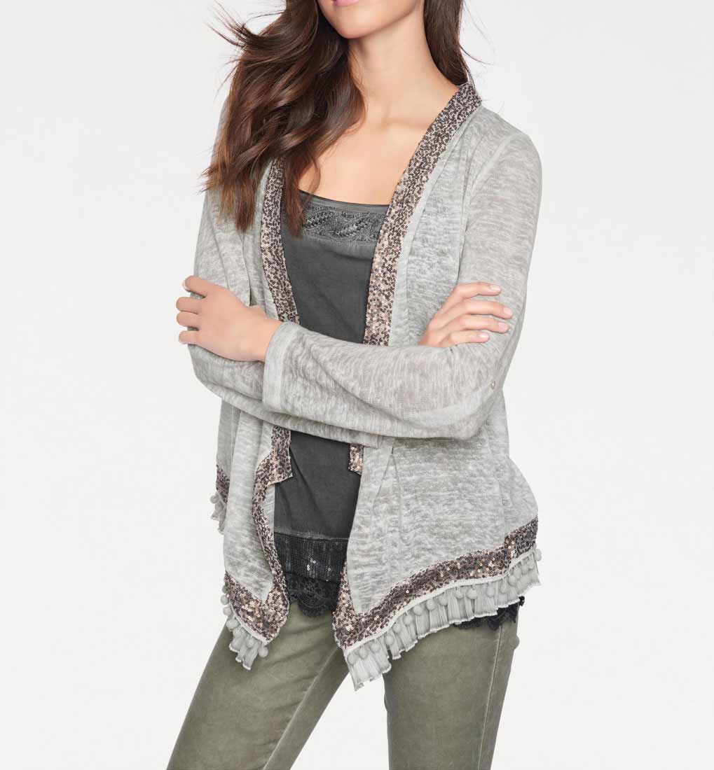 Linea Tesini Damen Designer-Jacke mit Pailletten, grau