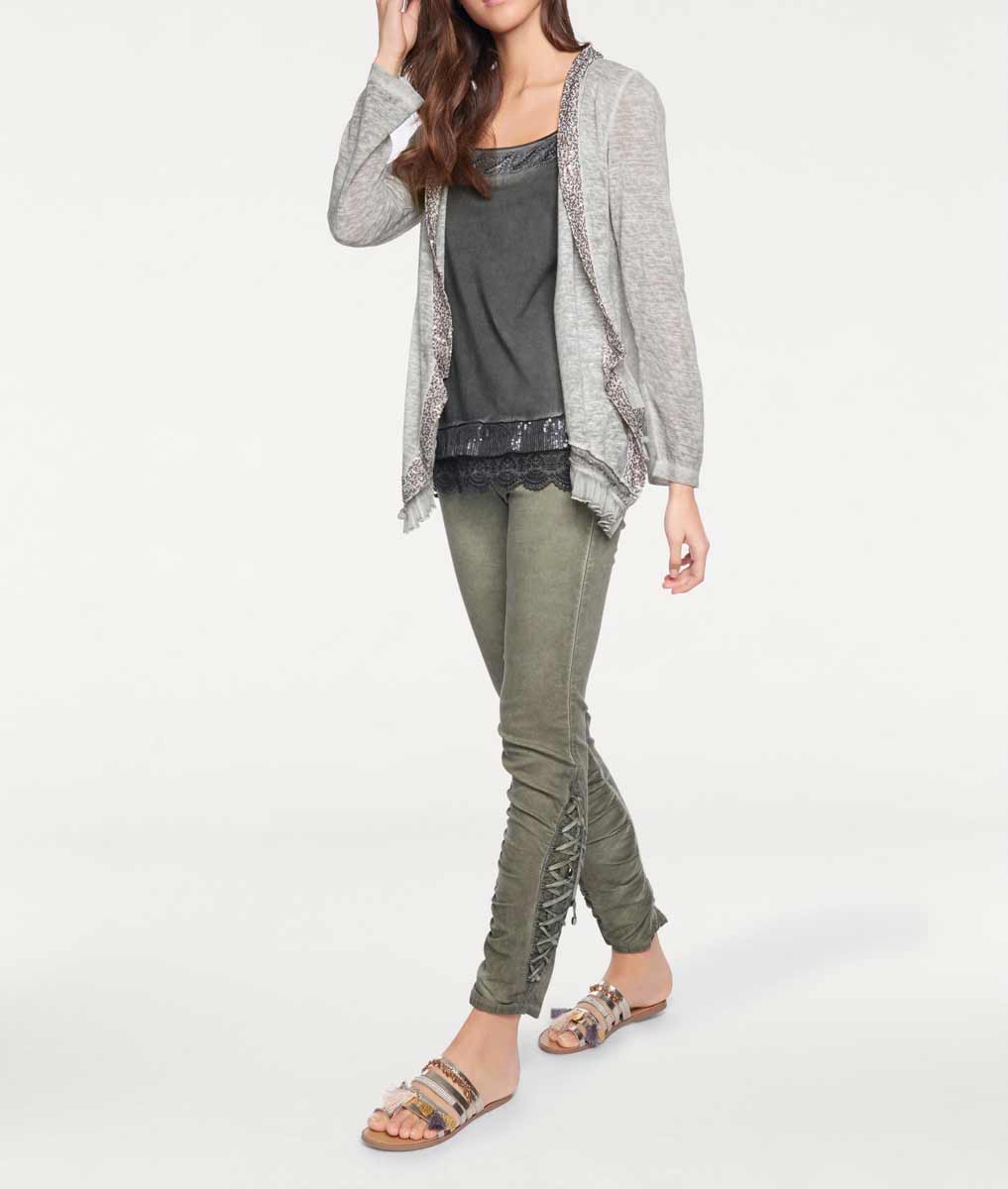 Linea Tesini Damen Designer-Jacke mit Pailletten, grau